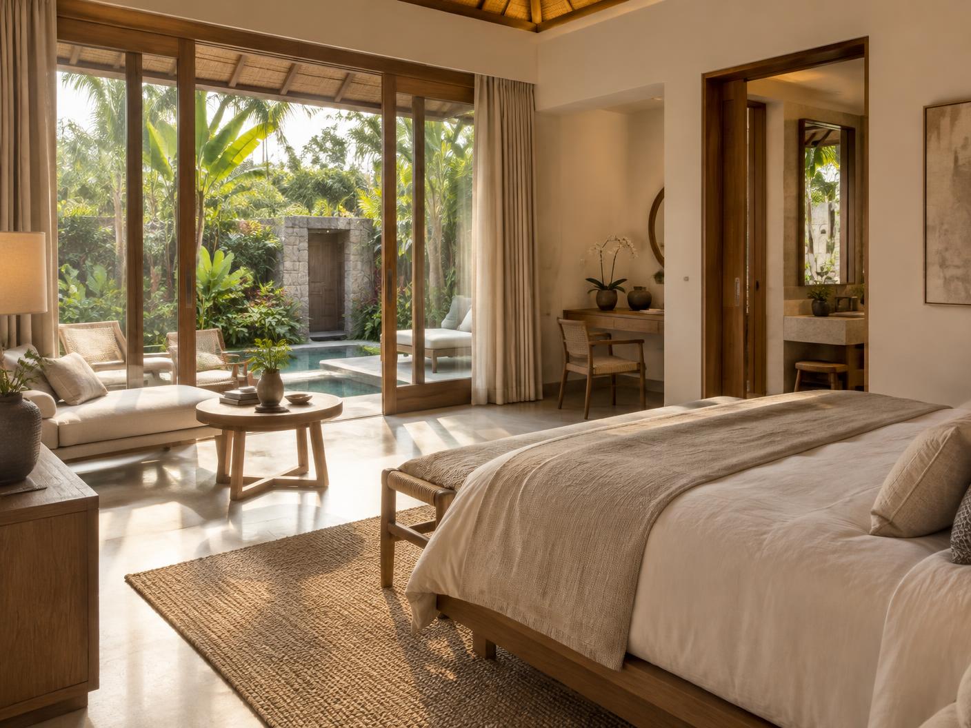 Refined bedroom at a luxury Bali villa